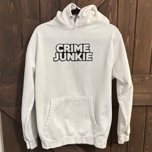 Crime Junkie White Hoodie - Embroidered Logo